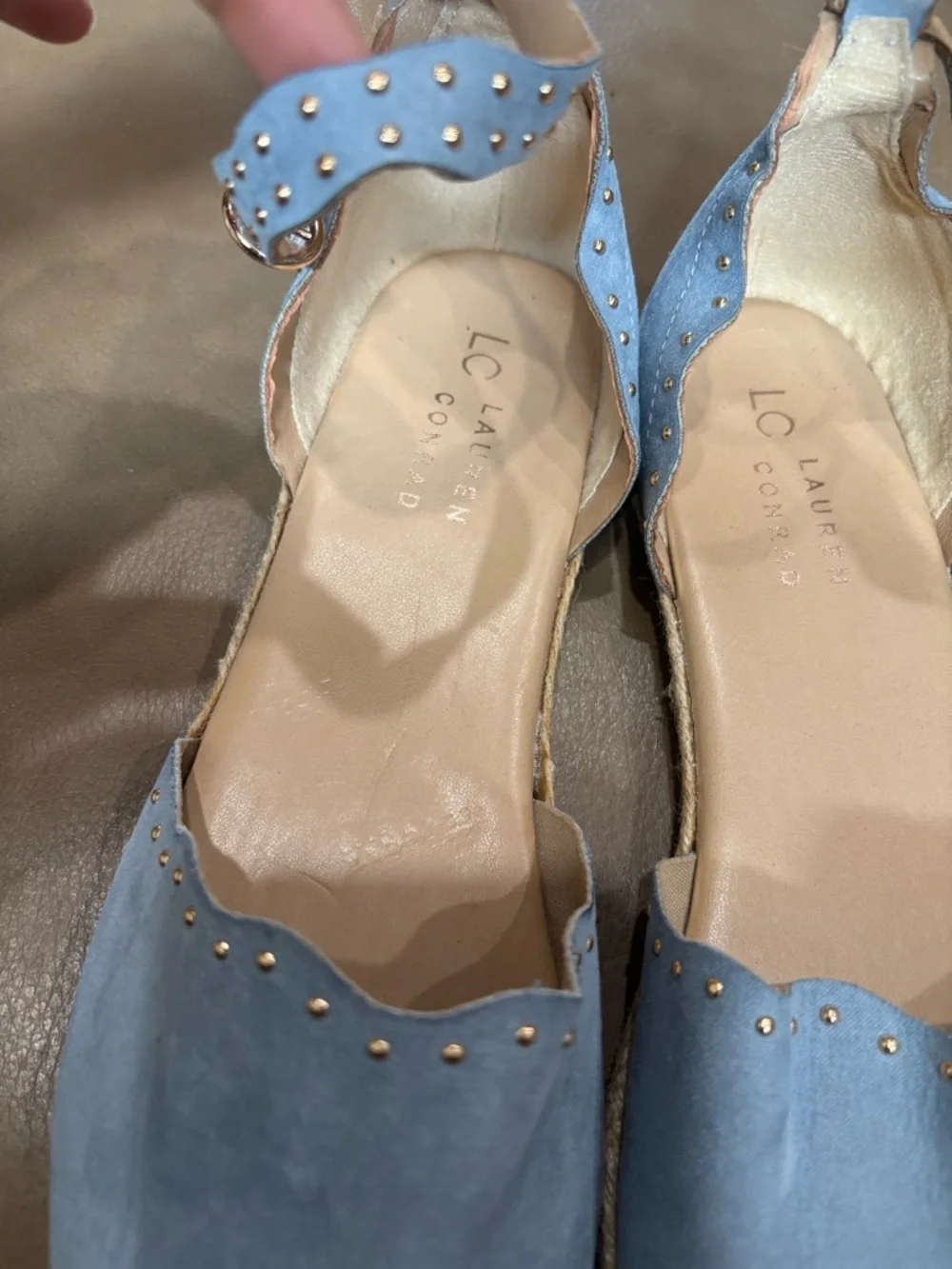 LC Lauren Conrad Light Blue Studded Ankle-Strap Espadrille